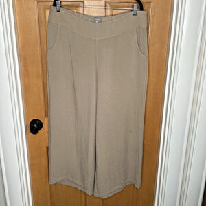 Habitat Wide Leg Crop Pants XL Pull On Gauzy Flowy Boho Lightweight Pockets